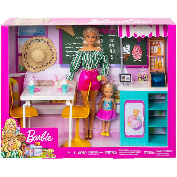 Barbie Chelsea Dolls & Ice Cream Gelato Cafe Playset GBK87 New Girls Xmas Toy 3+